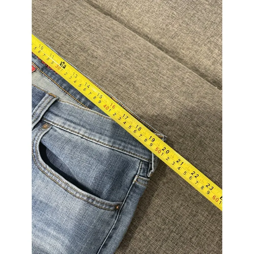 Lucky Brand 181 Relaxed Straight Jeans Mens 40x32 Blue Denim Whiskering Logo
